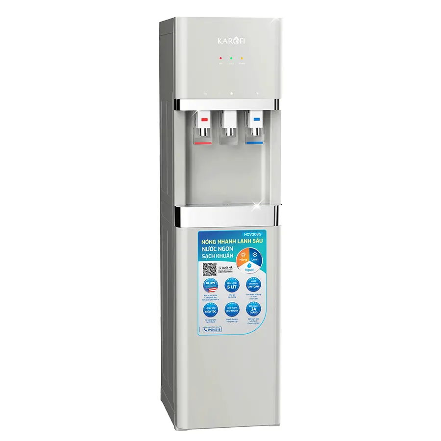Cây nước nóng lạnh Karofi HCV208G, Bình chứa 5 Lít, Mới 2025