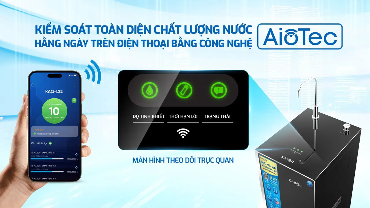 Máy lọc nước Karofi KAQ-L22 + HYDRO-iON KIỀM - 13 Lõi CAO CẤP
