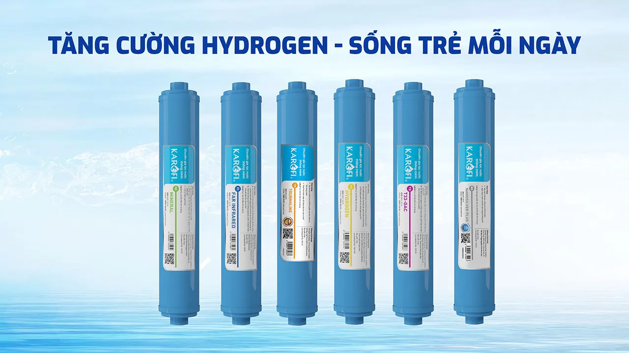Máy lọc nước hydrogen ion kiềm Karofi KAQ-U03 PRO + HYDRO-iON KIỀM - 11 lõi