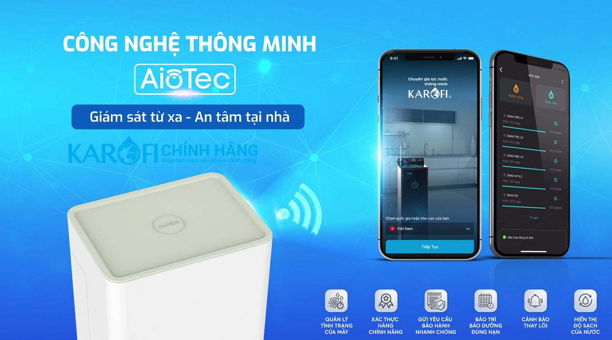 Máy lọc nước hydrogen ion kiềm Karofi KAQ-U98 + HYDRO-iON KIỀM - 11 lõi