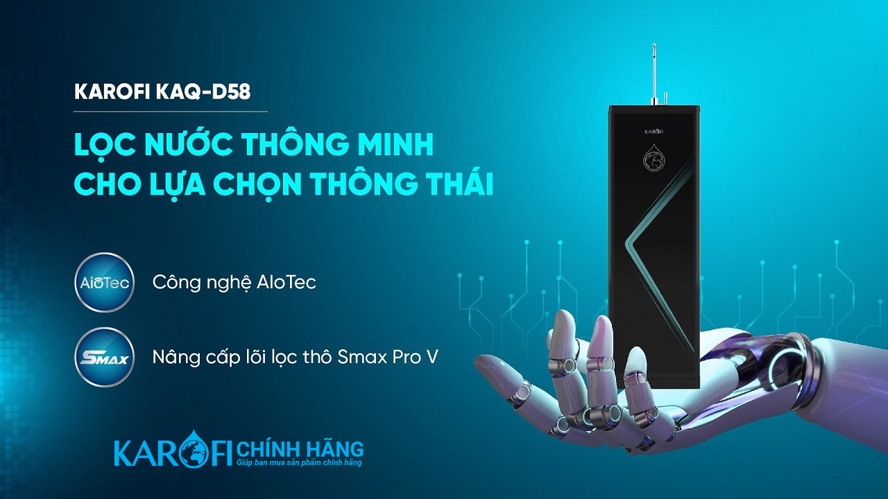 Máy lọc nước hydrogen ion kiềm Karofi KAQ-D58 + HYDRO-iON KIỀM - 11 Lõi