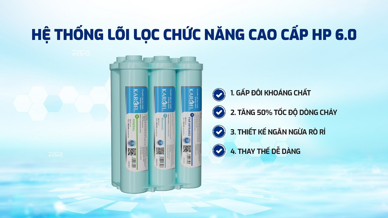 Máy lọc nước hydrogen ion kiềm Karofi KAQ-U05 Pro + HYDRO-iON KIỀM- 11 Lõi