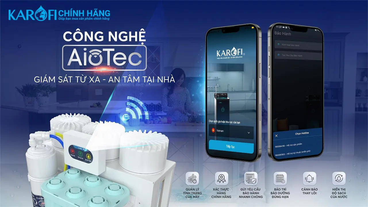 Máy lọc nước hydrogen ion kiềm Karofi KAQ-U95 + HYDRO-iON KIỀM - 11 lõi