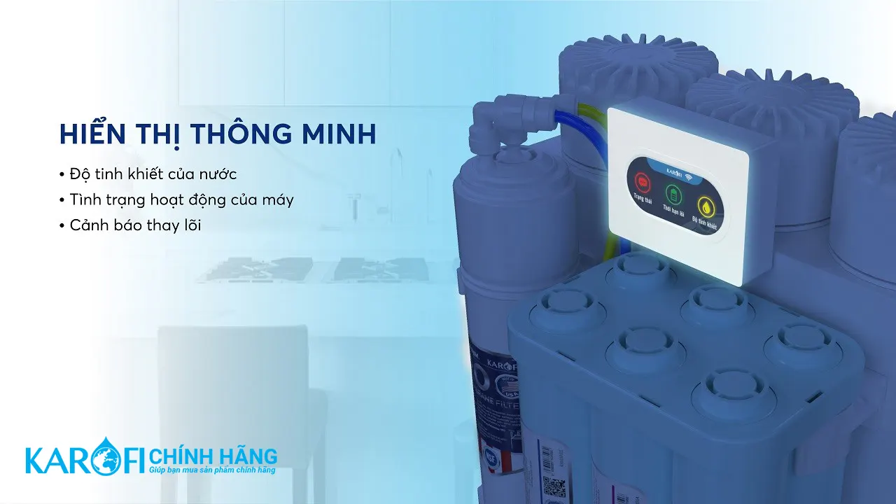 Máy lọc nước hydrogen ion kiềm Karofi KAQ-U95 + HYDRO-iON KIỀM - 11 lõi