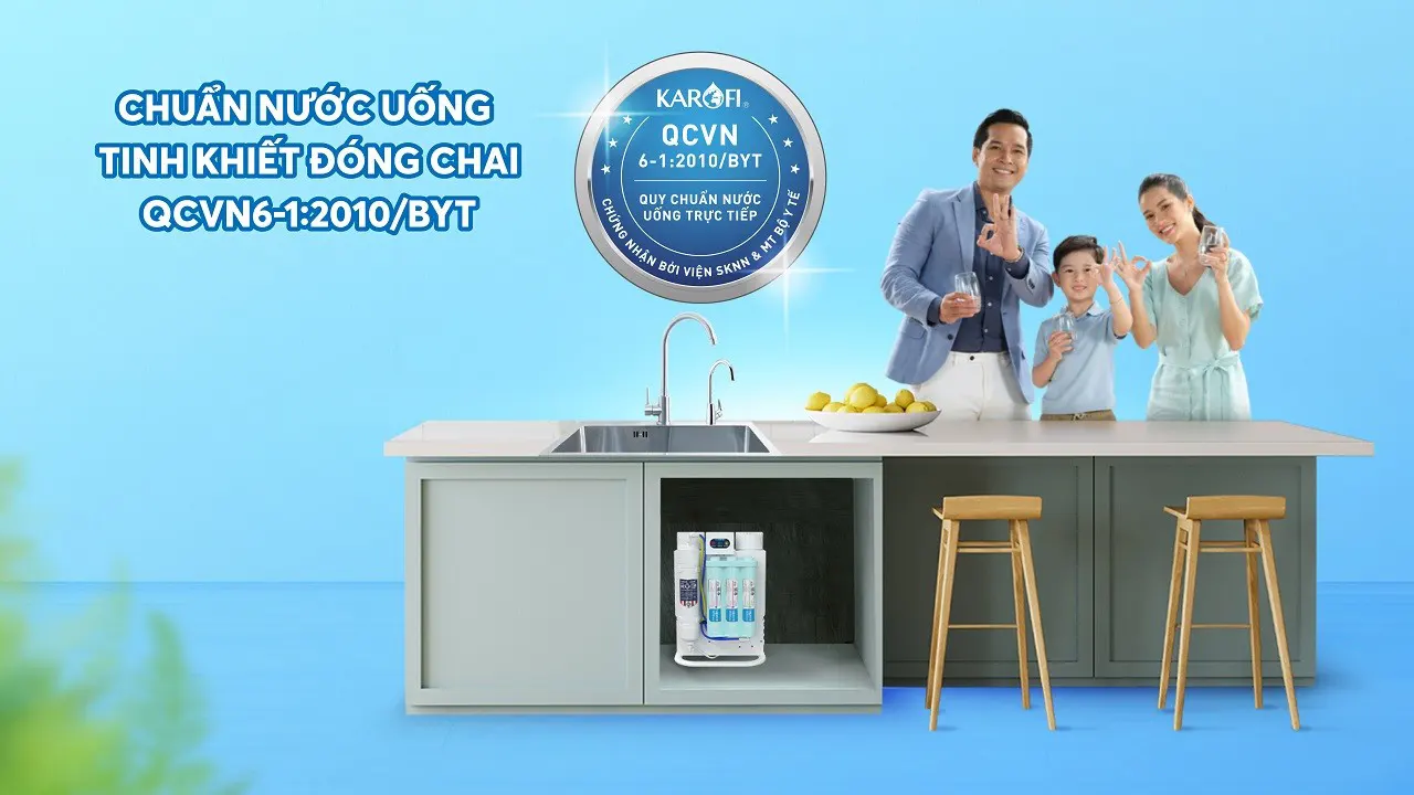Máy lọc nước hydrogen ion kiềm Karofi KAQ-U95 + HYDRO-iON KIỀM - 11 lõi