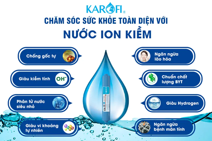 Máy lọc nước hydrogen ion kiềm Karofi ERO100V  + HYDRO-iON KIỀM- 11 lõi
