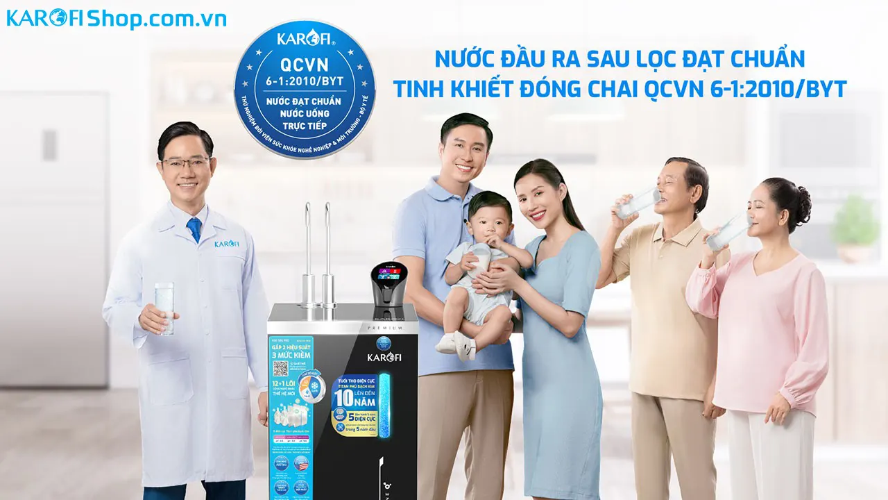 Máy lọc nước nóng lạnh Hydro-ion kiềm Karofi KAE-S86 PRO