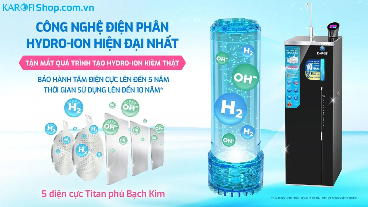 Máy lọc nước Hydro-ion kiềm Karofi KAE-S68 PRO