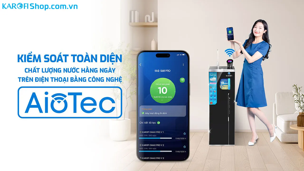 Máy lọc nước Hydro-ion kiềm Karofi KAE-S68 PRO