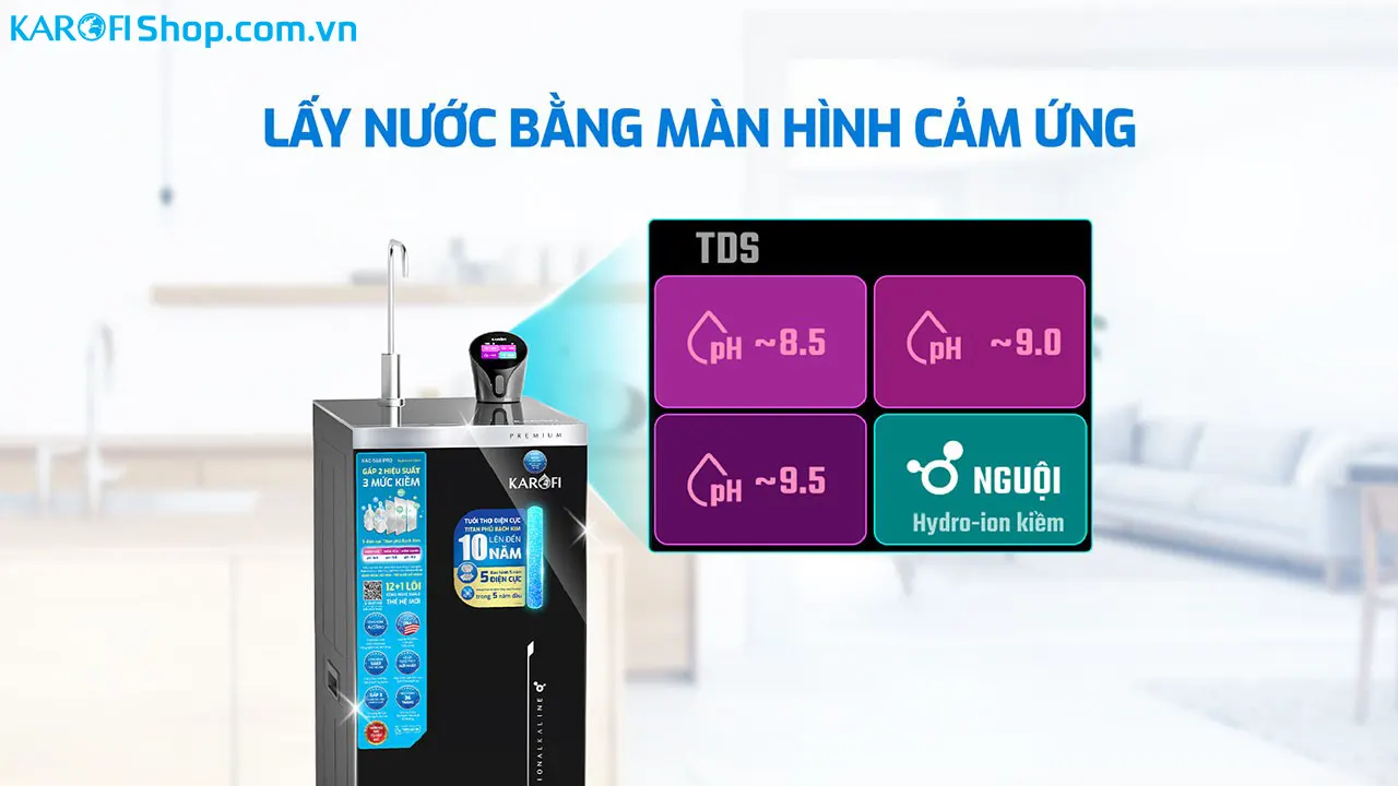 Máy lọc nước Hydro-ion kiềm Karofi KAE-S68 PRO