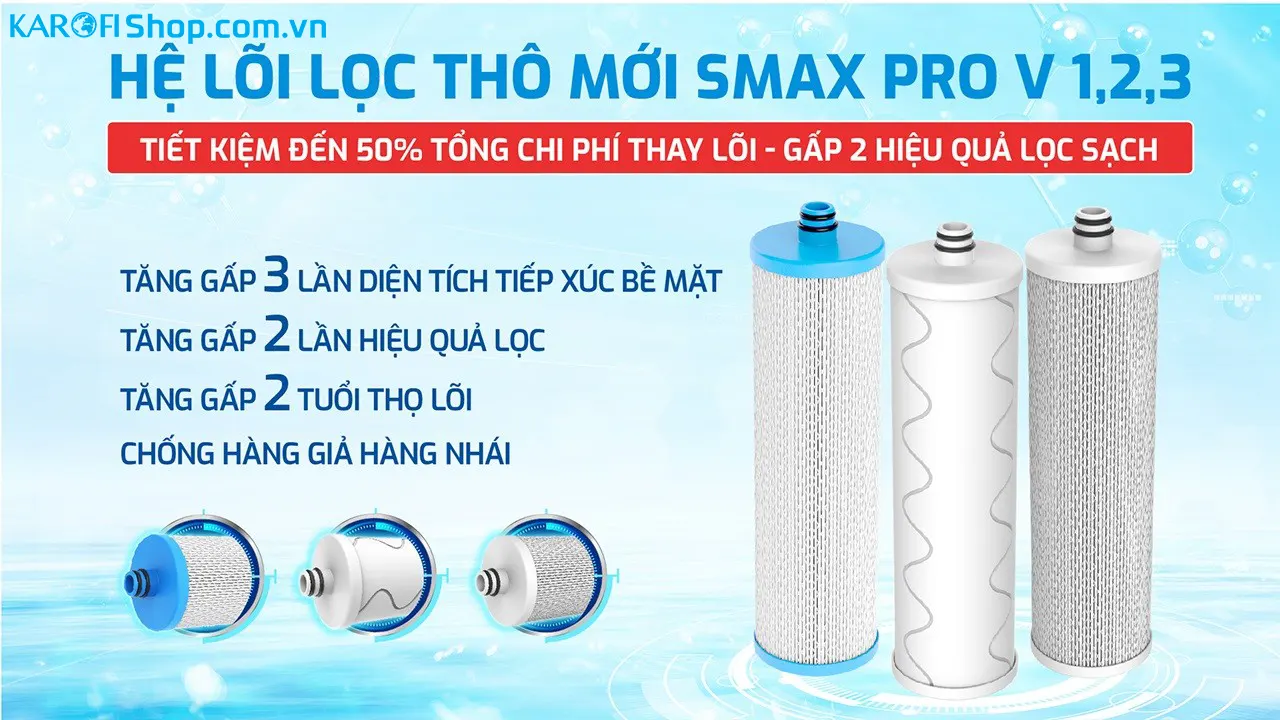 Máy lọc nước nóng nguội Karofi KAH-H58S-11 lõi lọc