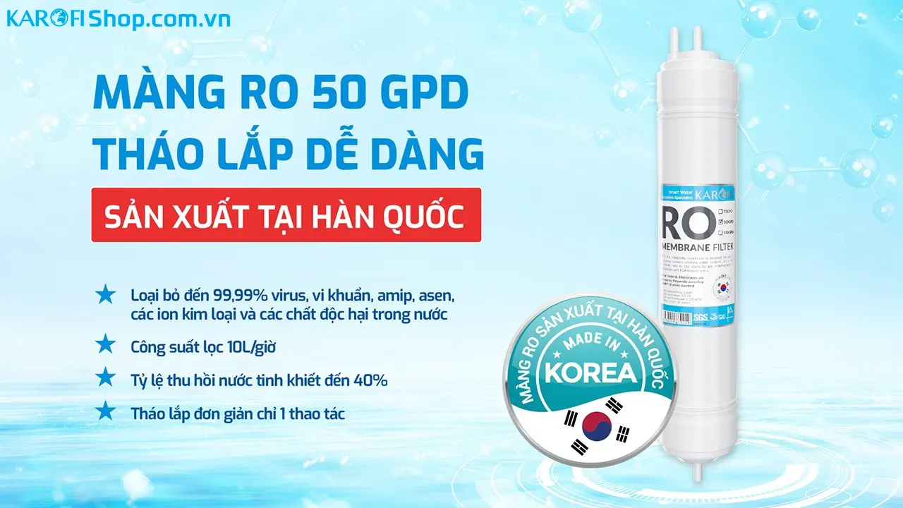 Máy lọc nước nóng nguội Karofi KAH-H58S-11 lõi lọc