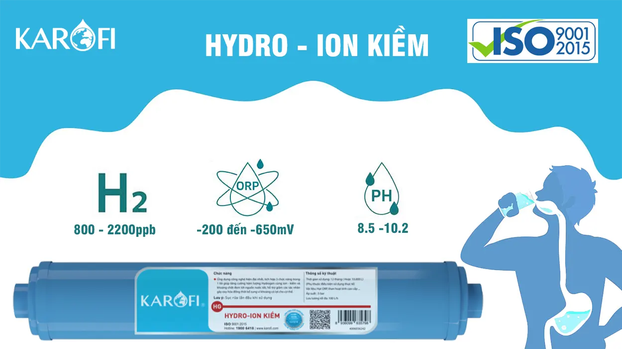 Máy lọc nước Karofi KAQ-D36 + HYDRO-iON KIỀM - 11 Lõi ion Kiềm