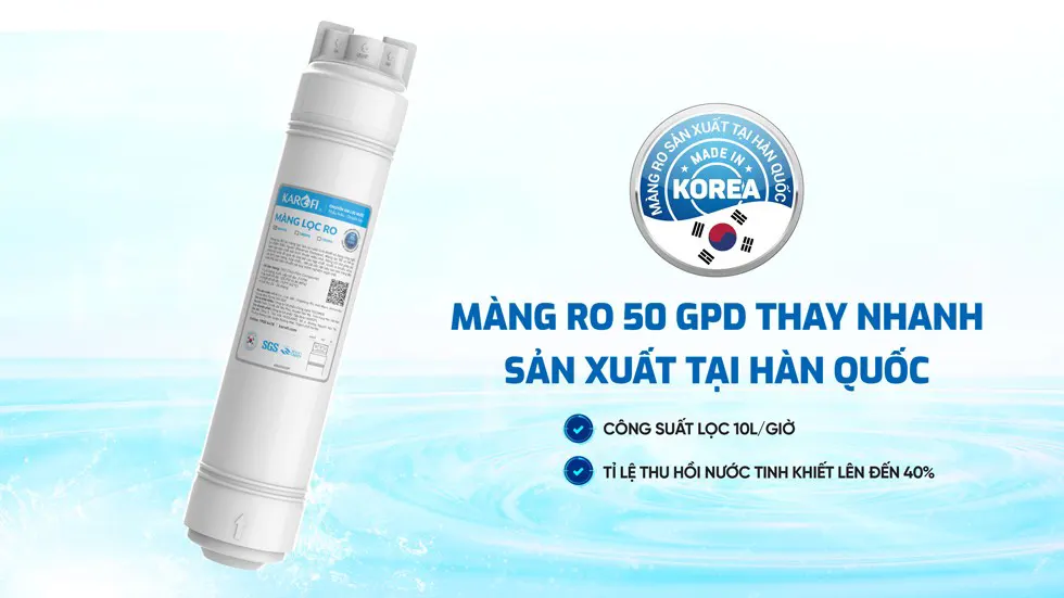 Máy lọc nước ion kiềm Karofi KAQ-U50K + HYDRO-iON KIỀM 11 Lõi lọc