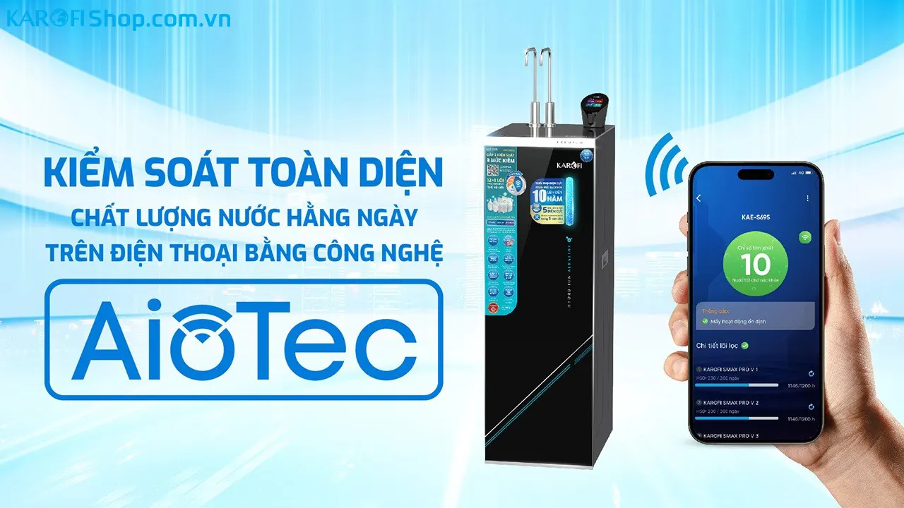 Máy lọc nước nóng lạnh Hydro-ion kiềm Karofi KAE-S695