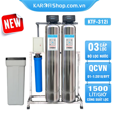 Bộ lọc nước tổng đầu nguồn gia đình KTF-312i, Van tự động, 3 cấp, Xử lý Canxi, kim loại nặng