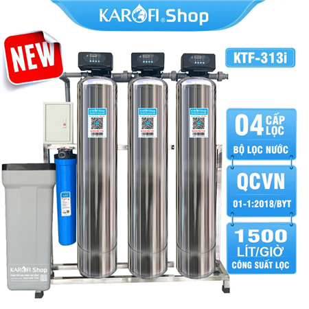 Bộ lọc nước tổng đầu nguồn gia đình KTF-313i - van tự động, 4 cấp, xử lý canxi, kim loại nặng