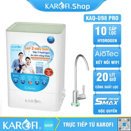 Máy lọc nước Karofi KAQ-U98 Pro - 10 lõi lọc, Vòi LED