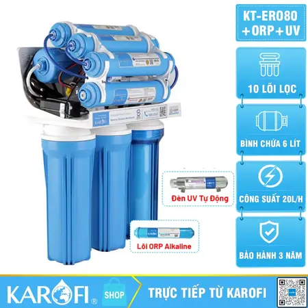Máy lọc nước Karofi KT-ERO80 + ORP + UV Tự Động 