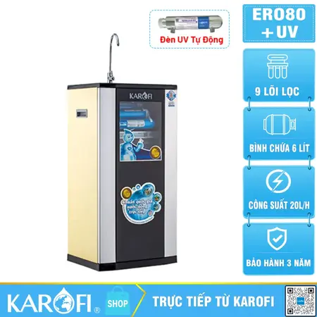Máy lọc nước Karofi ERO80+UV - 9 cấp lọc, đèn UV diệt khuẩn