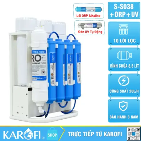 Máy lọc nước Karofi SLIM S-S038 + ORP + UV Tự Động 100%