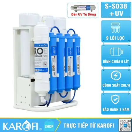 Máy lọc nước Karofi SLIM S-S038 + UV Tự Động 100%
