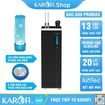 Máy lọc nước nóng lạnh Hydro-ion kiềm Karofi KAE-S88 PROMAX
