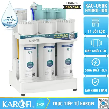 Máy lọc nước ion kiềm Karofi KAQ-U50K + HYDRO-iON KIỀM 11 Lõi lọc