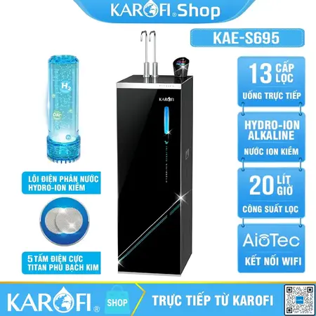 Máy lọc nước nóng lạnh Hydro-ion kiềm Karofi KAE-S695