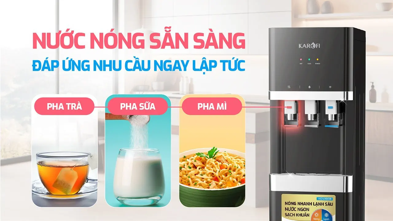Cây nước nóng lạnh Karofi HCV208B nóng sẵn sàng