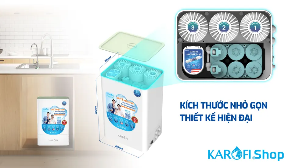 Máy lọc nước Karofi KAQ-U98 Pro thiết kế hiện đại