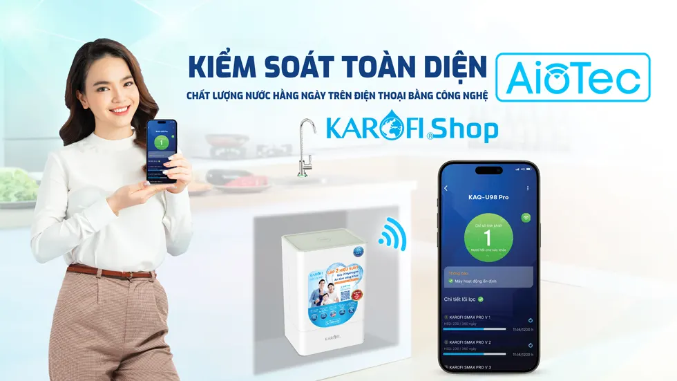 Máy lọc nước Karofi KAQ-U98 Pro công nghệ Aiotec