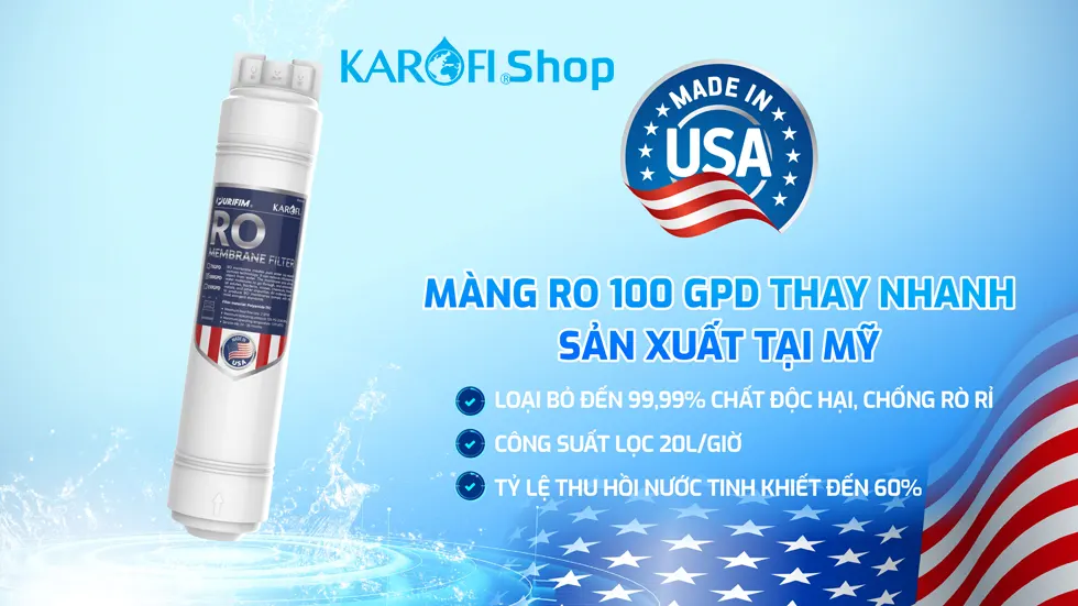 Máy lọc nước Karofi KAQ-U98 Pro màng RO Mỹ