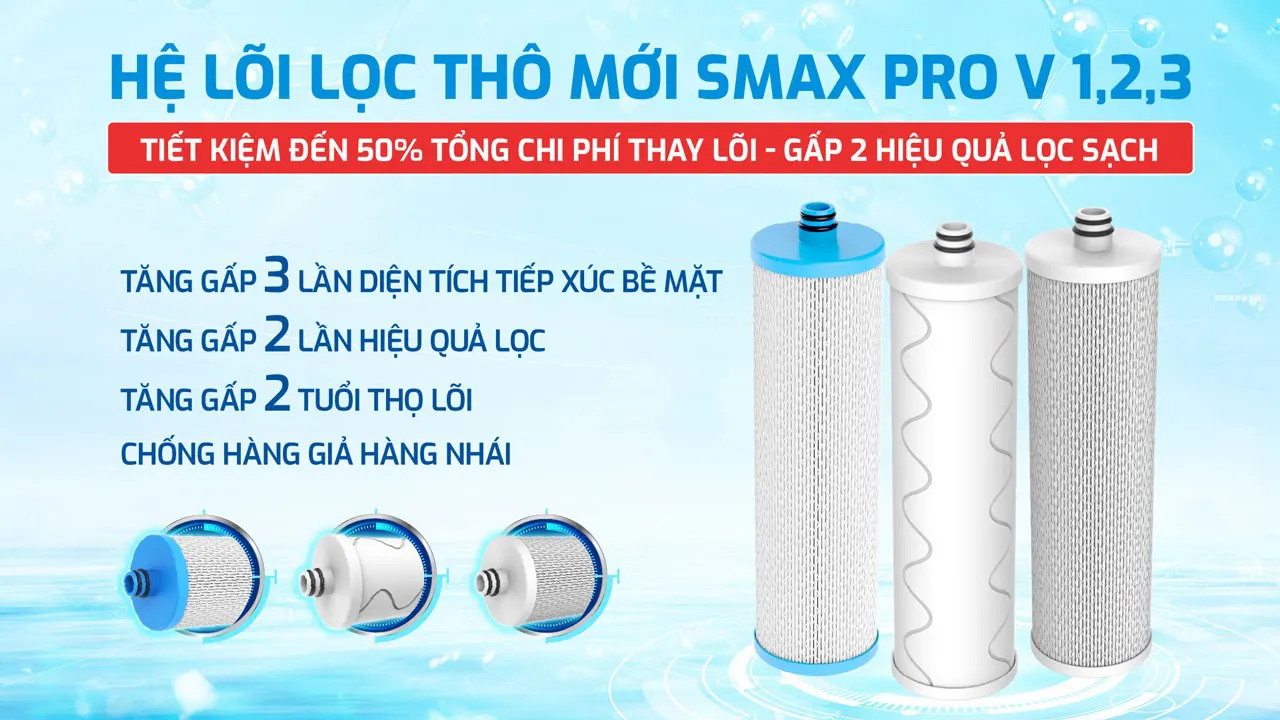 3 lõi lọc PRO V Máy lọc nước Karofi KAD-L85