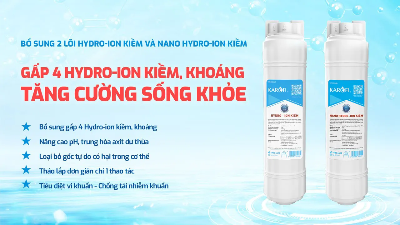 Máy lọc nước Karofi KAD-L85 công nghệ Hydrogen ion kiềm