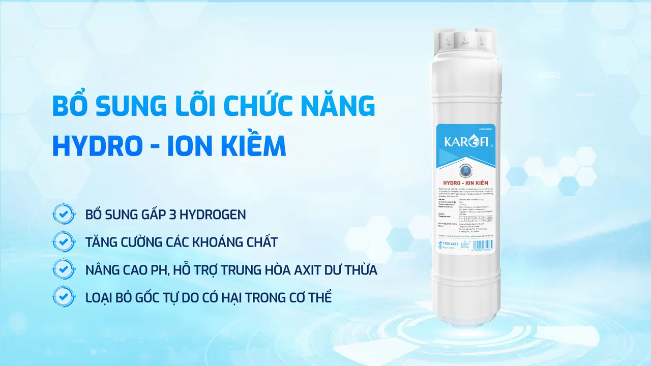 Lõi Hydrogen ion kiềm Máy lọc nước nóng lạnh Karofi KAD-D66S Pro