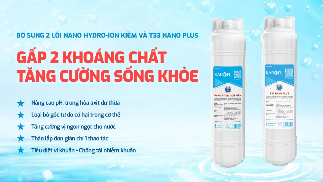 Gấp 2 khoáng chất máy lọc nước nóng lạnh Karofi KAD-L82