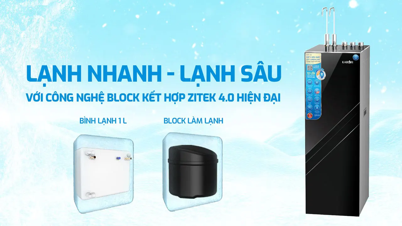 Làm lạnh sâu máy lọc nước nóng lạnh Karofi KAD-L82