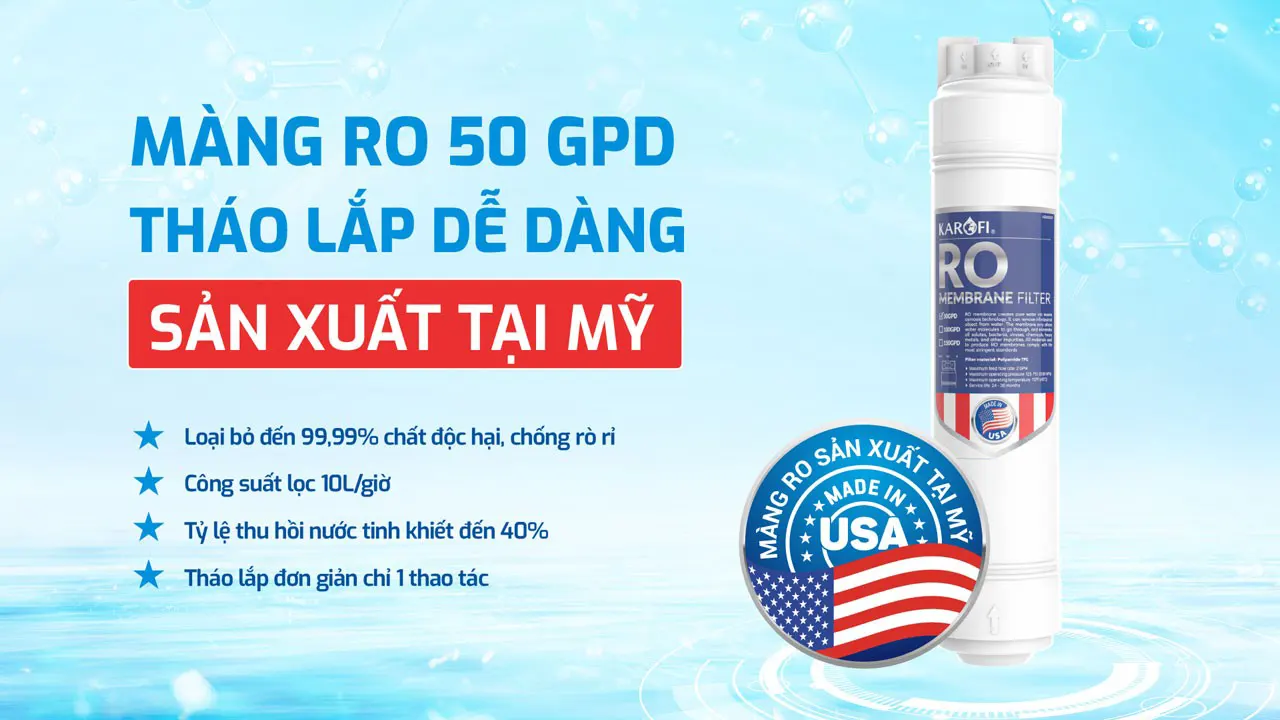 Màng RO cao cấp máy lọc nước nóng lạnh Karofi KAD-L82