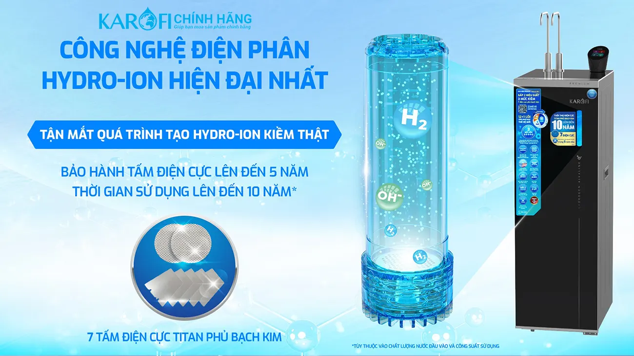 Máy lọc nước nóng lạnh Hydro-ion kiềm Karofi KAE-S88 PROMAX