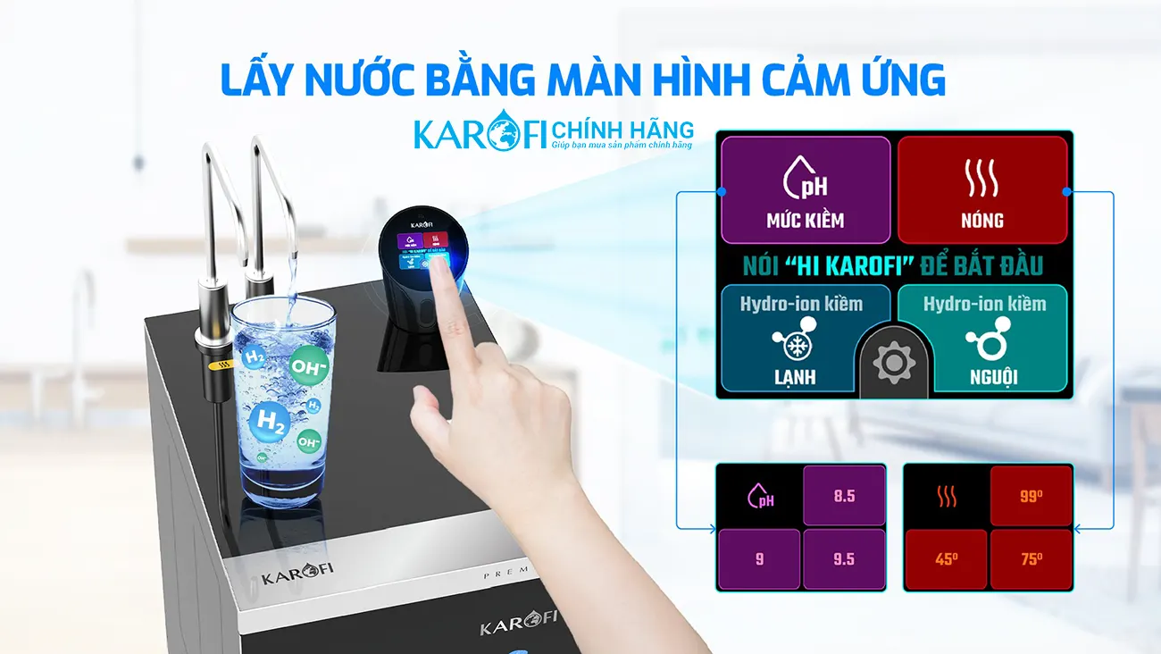 Máy lọc nước nóng lạnh Hydro-ion kiềm Karofi KAE-S88 PROMAX