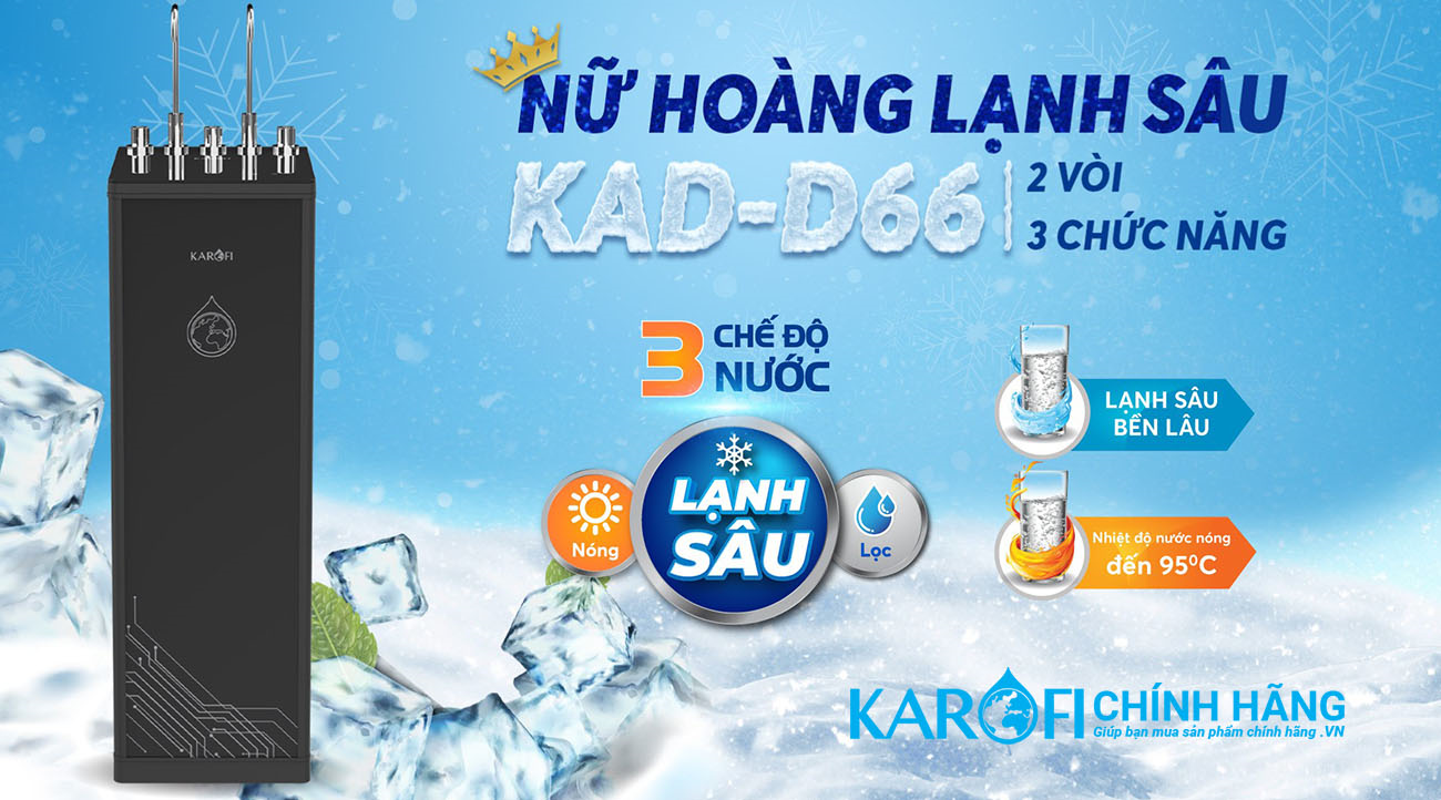 Máy lọc nước nóng lạnh karofi kAD-d66