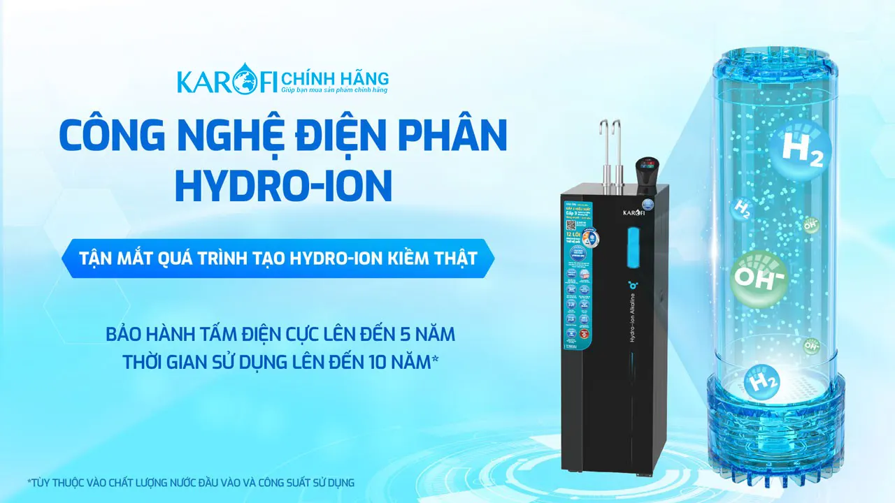 Máy lọc nước nóng lạnh Hydro-ion kiềm Karofi KAE-S86 