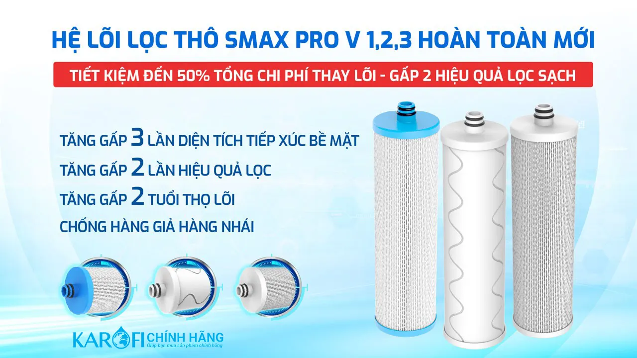 Máy lọc nước nóng lạnh Hydro-ion kiềm Karofi KAE-S86 lõi PRO V