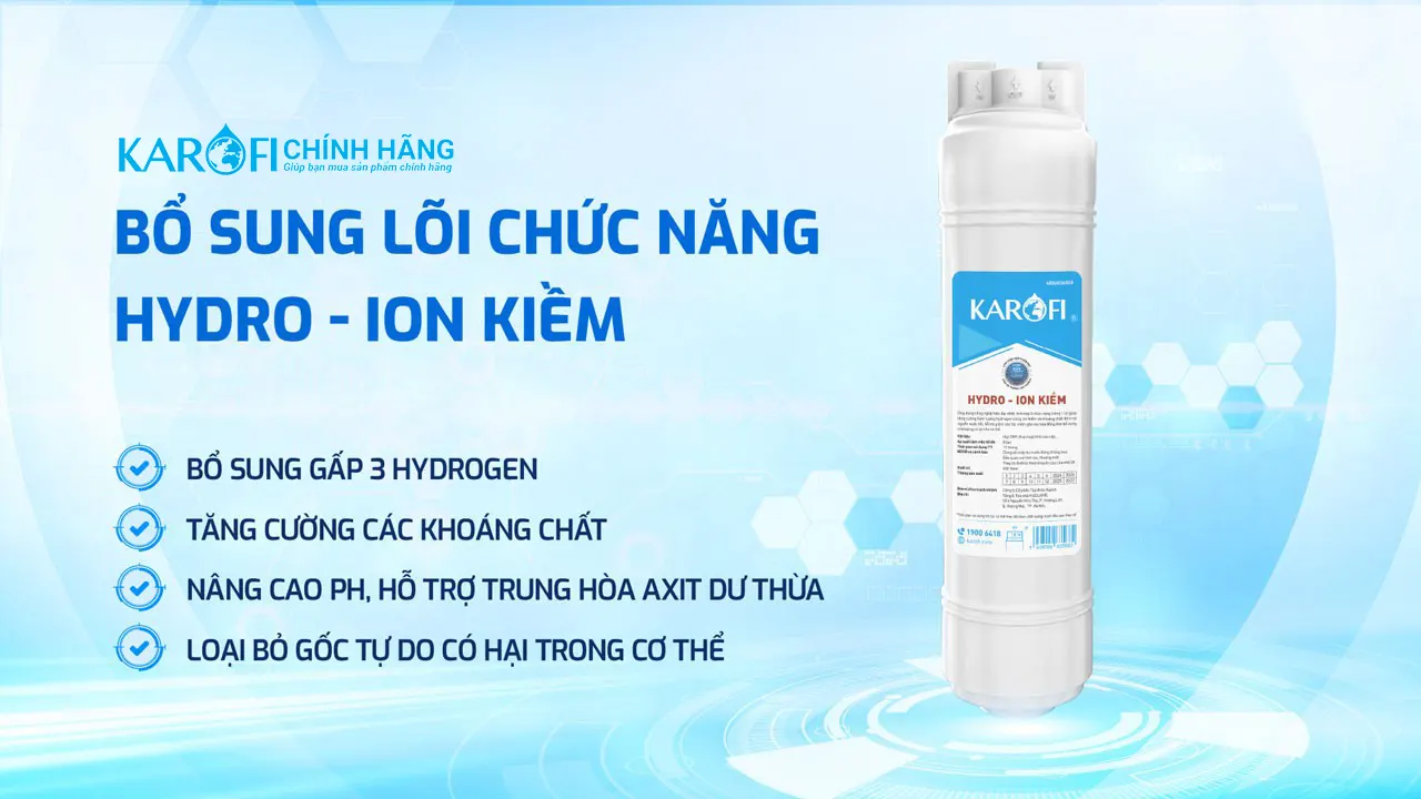 Lõi hydrogen ion kiềm Máy lọc nước nóng lạnh Hydro-ion kiềm Karofi KAE-S86