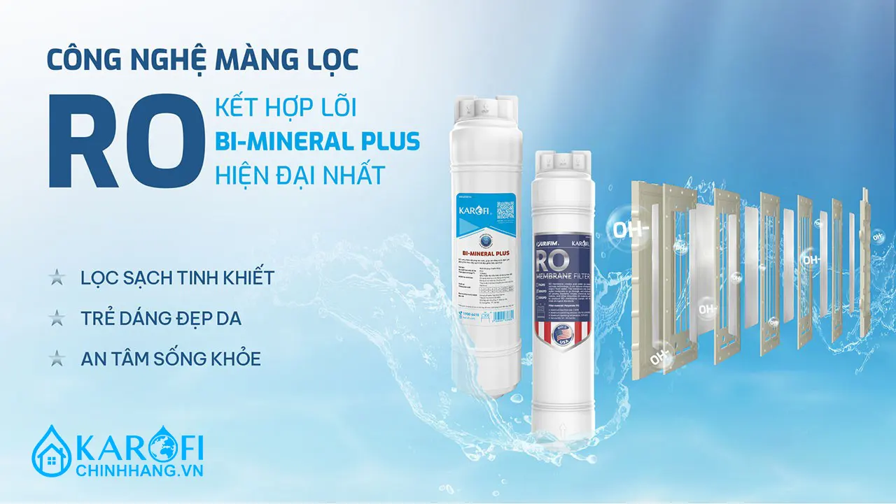 Máy lọc nước nóng lạnh Hydro-ion Kiềm Karofi SA8 PREMIUM