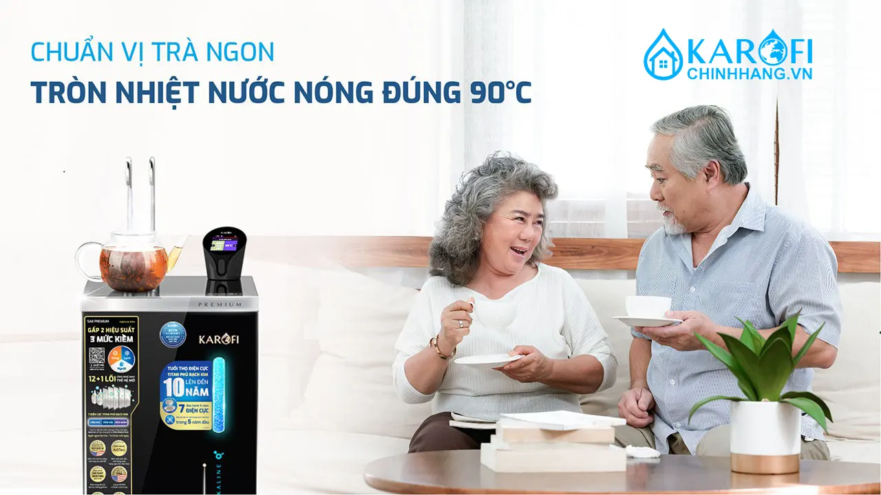 Máy lọc nước nóng lạnh Hydro-ion Kiềm Karofi SA8 PREMIUM