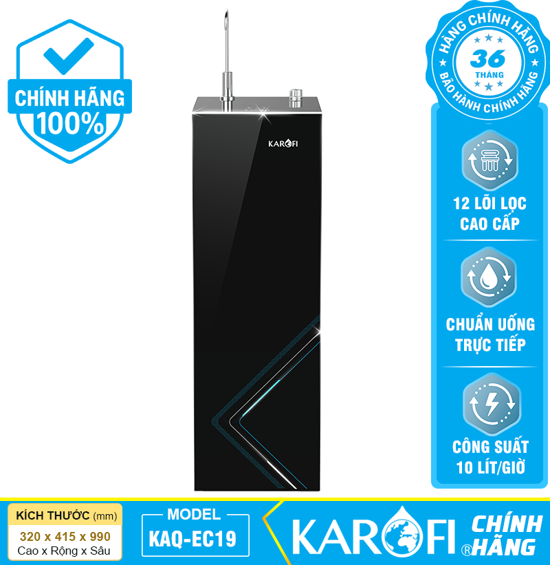 Máy lọc nước Karofi KAQ-EC19 - 12 Lõi Cao Cấp Chính Hãng - Mới 2026
