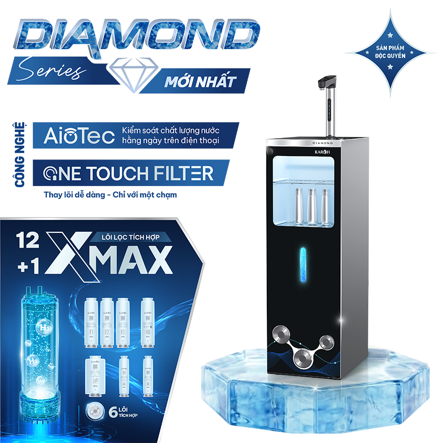 Máy lọc nước Karofi DIAMOND SA66 nóng lạnh Hydro-ion kiềm cao cấp