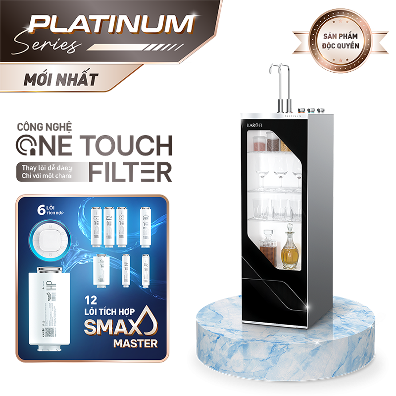 Máy lọc nước nóng lạnh Karofi Platinum S66 - Hệ thống 12 lõi cao cấp, tiết kiệm điện